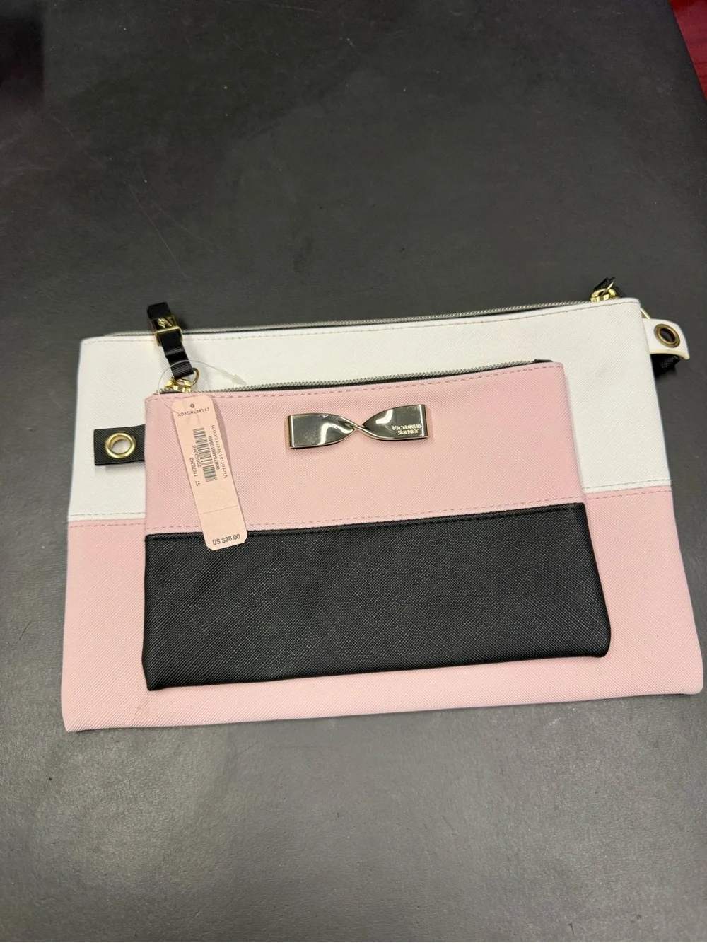 Victoria's Secret Pink, Black & White Colorblock Cosmetic Pouch Set‎